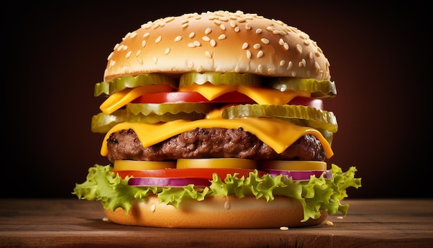 La elevación de la hamburguesa de queso vista lateral aislada