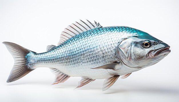 Foto elevación de peces marinos de tipo uno vista lateral aislada