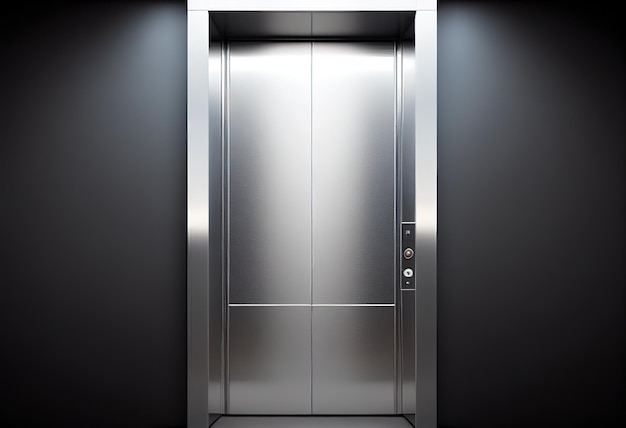 Foto elevador de ferro com portas fechadas, estilo moderno, hotel de luxo ou corredor de prédio de escritórios, elevador interior