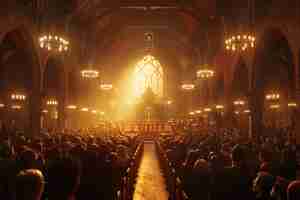 Foto elevando el coro del evangelio llenando una iglesia de alegría