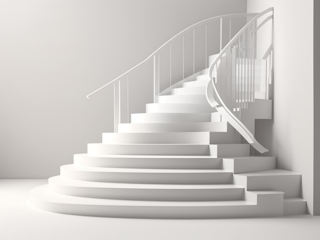 Elevando la simplicidad de las escaleras blancas en renderizado 3D