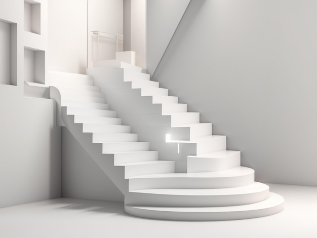 Elevando la simplicidad de las escaleras blancas en renderizado 3D