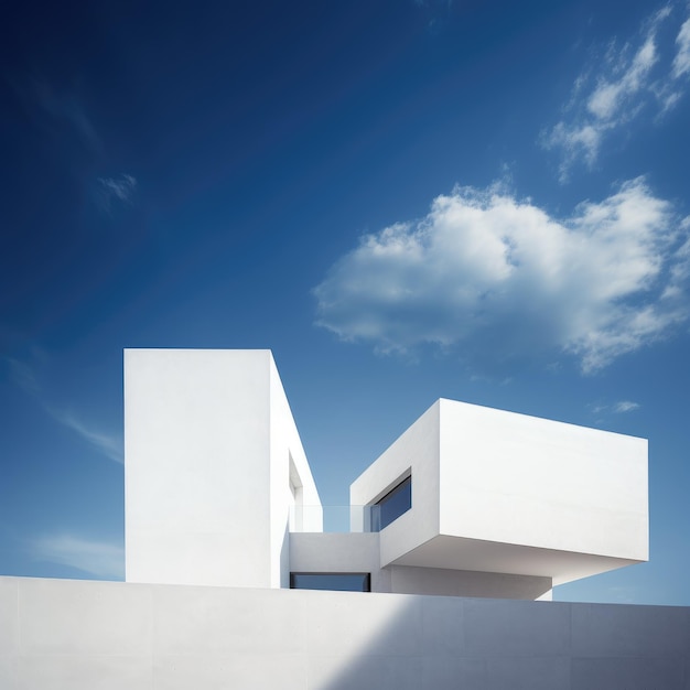 Elevándose con gracia: un vistazo a la arquitectura minimalista moderna con el cielo majestuoso como lienzo