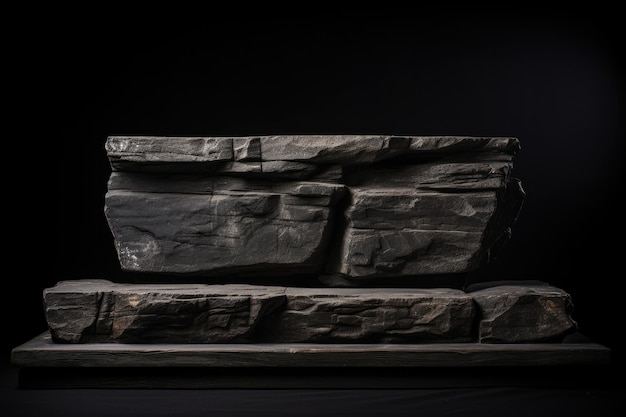 Elevated Elegance Stone Podium toma o centro do palco em fundo preto misterioso