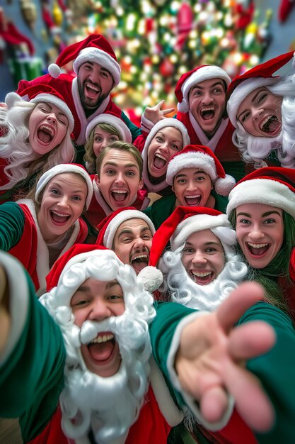 Elf Selfie Silly Faces übergroßer Weihnachtsmannshut
