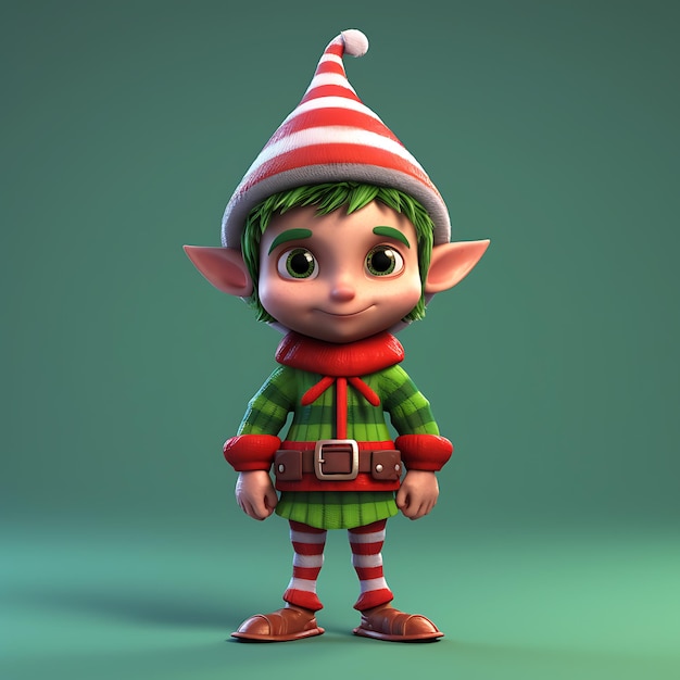 Elf Weihnachten 3D-Figur Weihnachts Märchenfigur Elf 3D-Illustration Frohe Weihnachte Elf