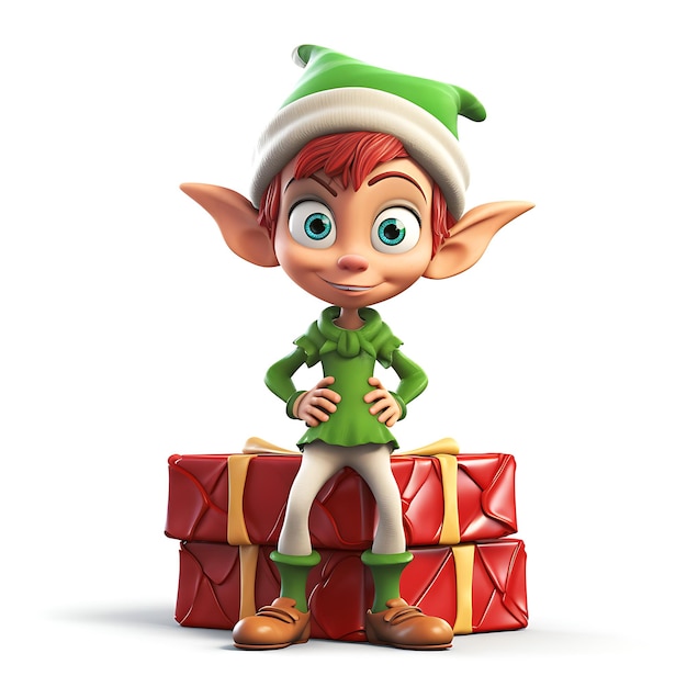 Elf Weihnachten 3D-Figur Weihnachtsmärchen Figur Elf 3D-Illustration Frohe Weihnachte Elf