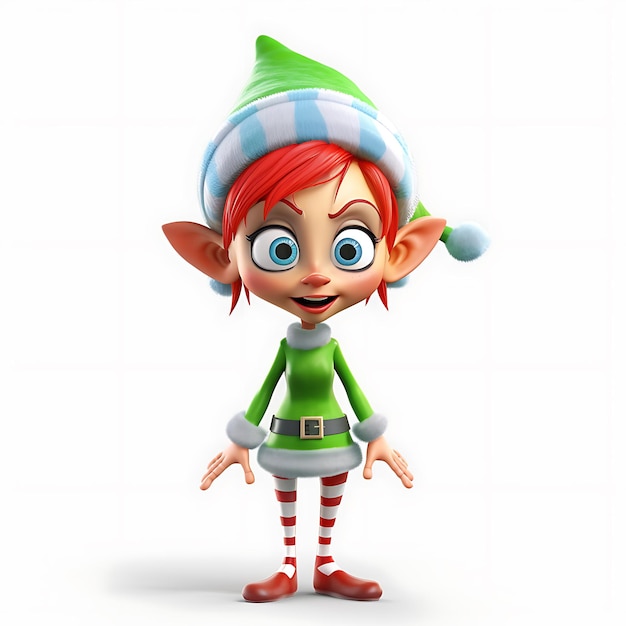 Foto elfo natal 3d personagem de conto de fadas de natal personagem de elfo ilustração 3d feliz natal elfo