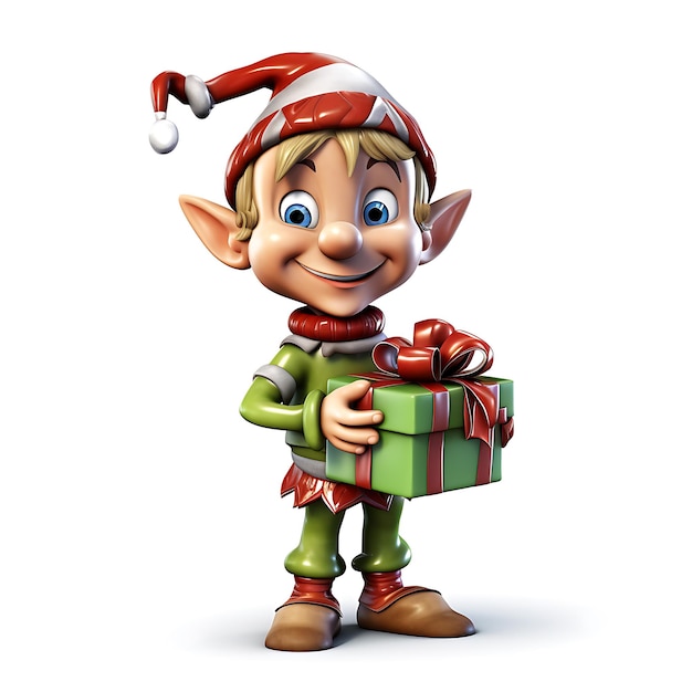 Elfo Natal 3D personagem de conto de fadas de Natal personagem de elfo Ilustração 3D Feliz Natal Elfo