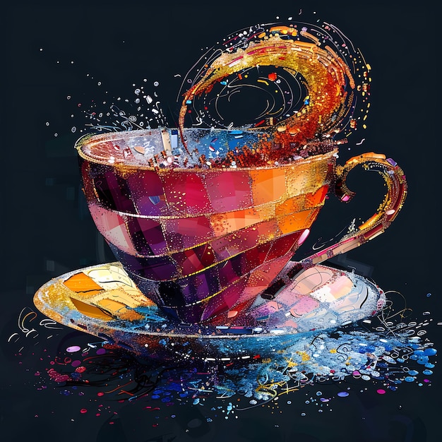 Elijah's Cup mit Textur aus iridescenten Sequins Sparkly Colla Illustration Trending Hintergrunddekor