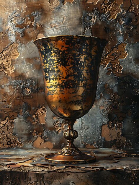 Elijahs Cup mit Textur aus Hammered Metal Metallic Collage Illustration Trending Hintergrunddekor