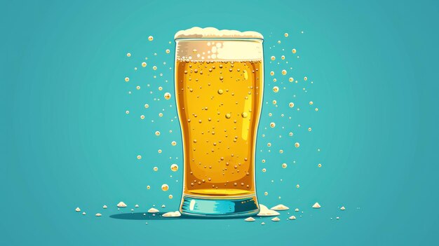 Elixir de Ouro Um refrescante litro de cerveja em meio a bolhas