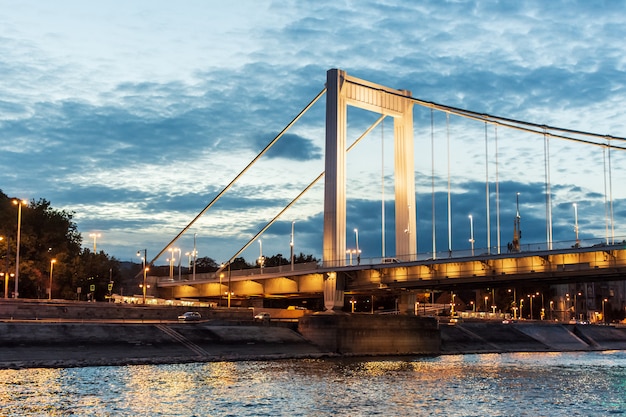 Elizabeth Bridge en Budapest en la noche, Hungría