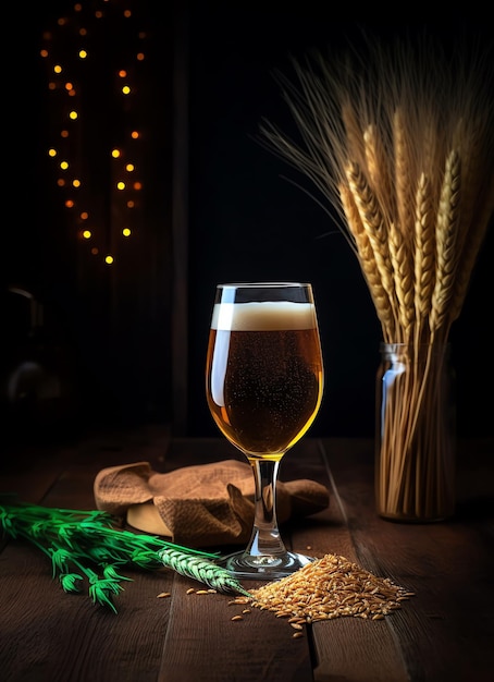 Foto elogios copo de celebração de cerveja