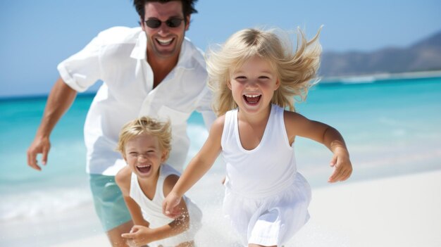 Foto eltern und kinder haben spaß an einem strandtag