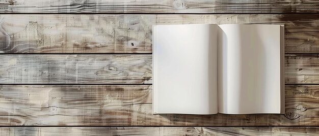 Foto em 3d, páginas em branco de revistas são renderizadas sobre um fundo de madeira