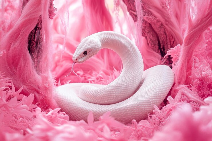 Foto em comemoração ao ano novo de 2025, uma imagem de uma cobra enrolada em flor é mostrada