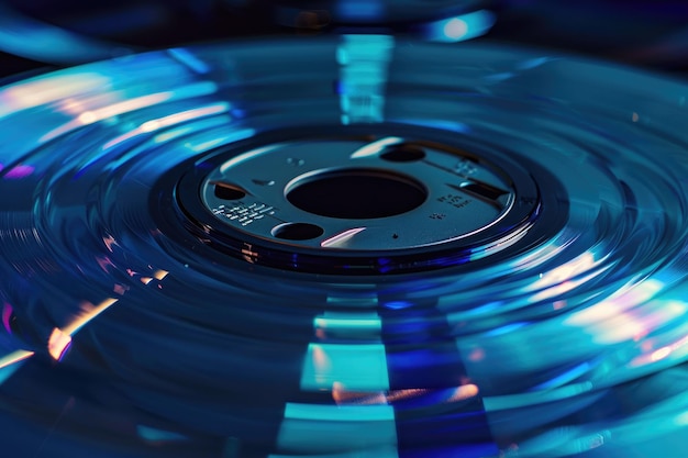 Foto em disco dvd rom em cores azuis