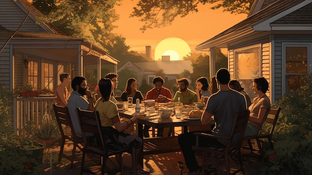 Em um bairro suburbano, uma família decide organizar um jantar de vizinhança.
