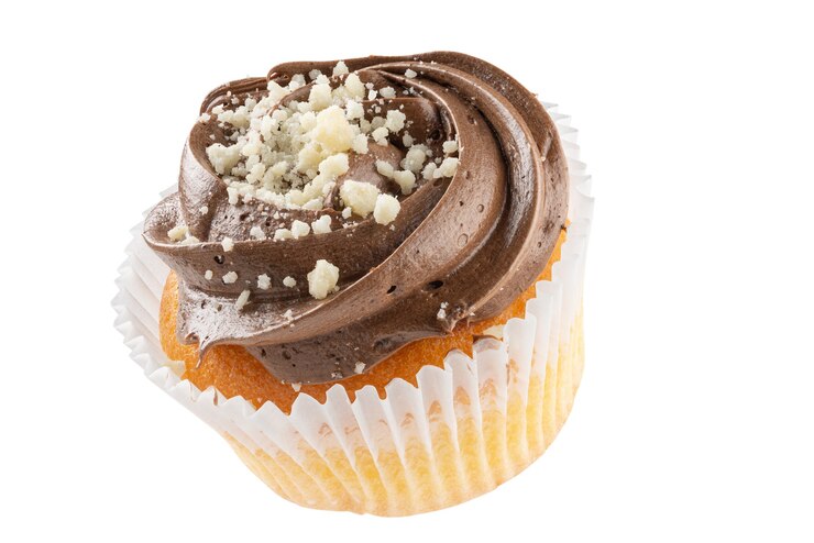 Foto em um bolo de chocolate com creme. todos os detalhes em foco. profundidade de campo total.