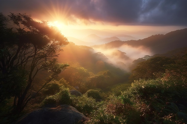 Em uma bela manhã de outono em um ponto de observação acima de um vale nas profundezas da floresta do Bohemian Swiss National ParkxAxA