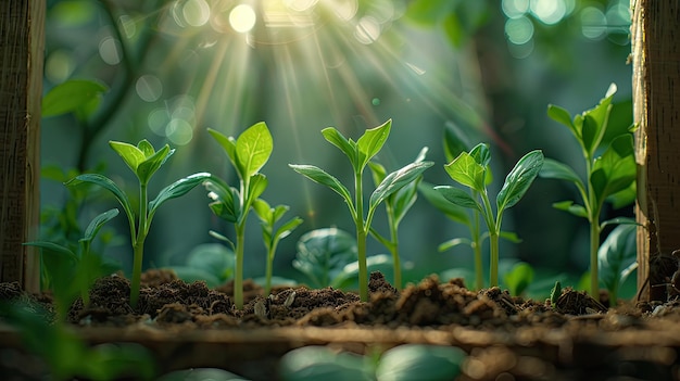 Em uma bela moldura de madeira raios de luz conceito de nutrição saudável