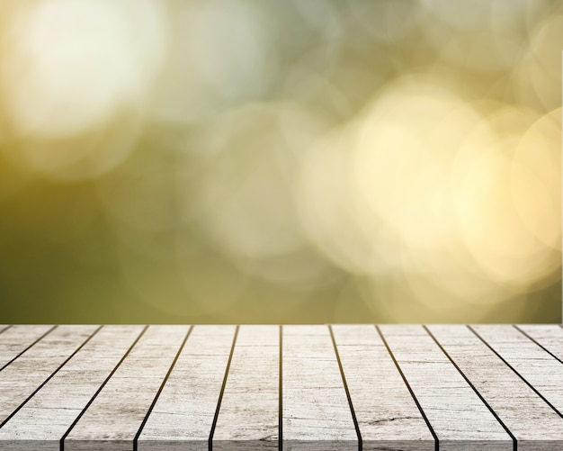 Foto em uma mesa de madeira branca com um fundo de bokeh