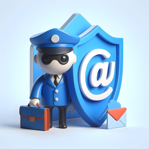 Email Sentinel conceito como Guarda contra tentativas de phishing com fundo branco e isolado ca bonito