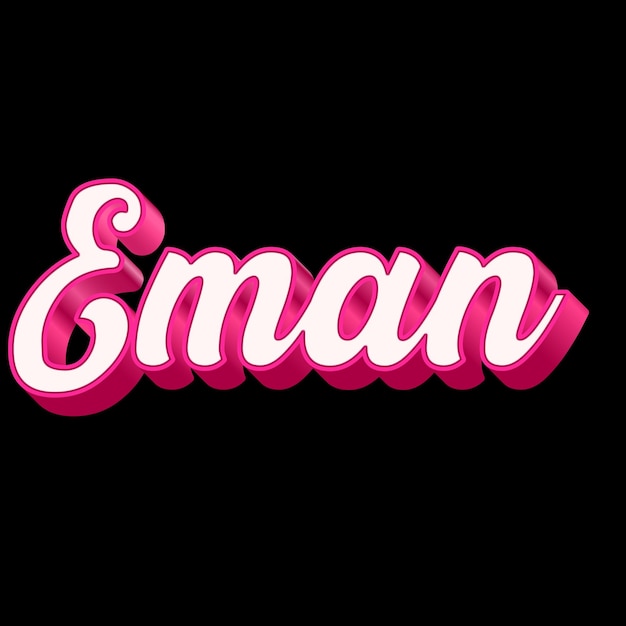 Eman Typographie 3D-Design Pink Schwarz Weiß Hintergrundfoto JPG.