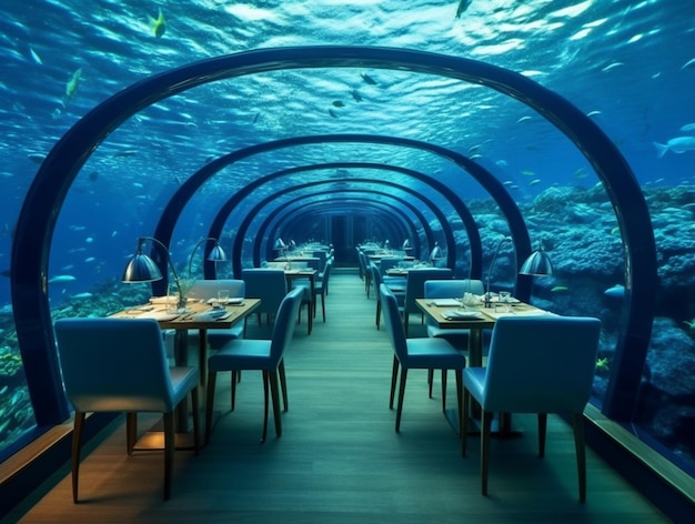 embaixo da agua restaurante agua peixe submarino mar oceano viagens