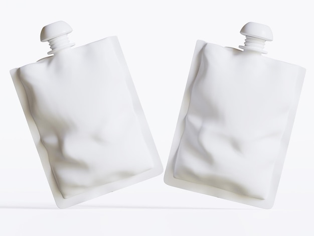 Embalagem de alimentos em branco ou saco de bolsa com tampa de bico Mock Up Ilustração do modelo Isolado bg