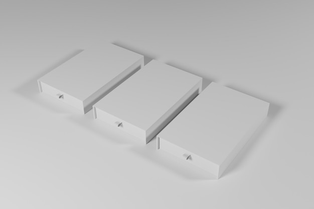 Embalagem de caixa branca de ilustração para apresentação do produto em renderização 3d