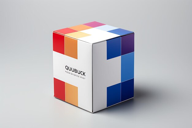 Foto embalagem de caixa em forma de cubo cubo de rubik inspirado em design de papelão brilhante em branco design simples e limpo