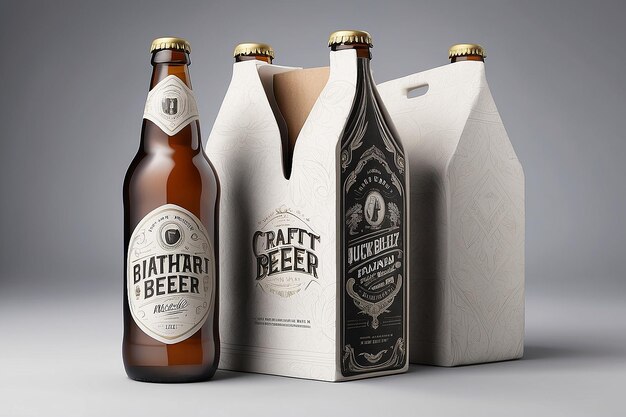 Embalagem de cerveja artesanal vintage Mockup sabor atemporal