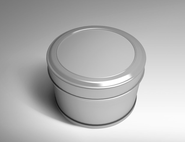 embalagem de loção cosmética de lata de alumínio vazia em fundo branco Renderização 3D de lata de metal