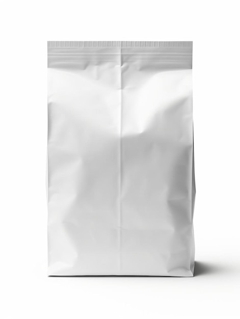 embalagem de saco de folha branca isolada em fundo branco com percurso de recorte de alta qualidade altamente