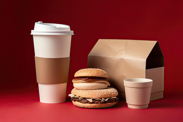 Embalagem ecológica de fast food com café de papel alimentar