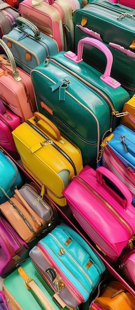 Foto embalagem eficiente de malas e sacos de viagem coloridos