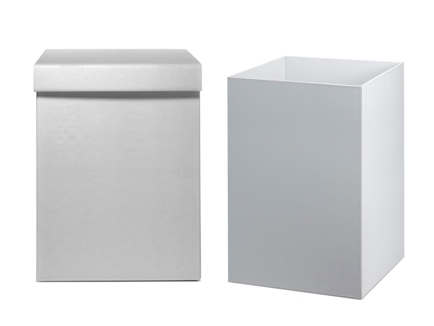 Embalagem em branco caixa de cartão branca isolada sobre fundo branco pronta para design de embalagem