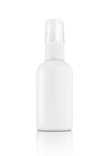 Embalagem em branco frasco spray de plástico branco para maquete de design de produto de saneamento em branco