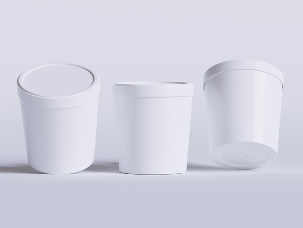 Embalagem realista de sorvete em cor branca Ilustração de renderização 3D