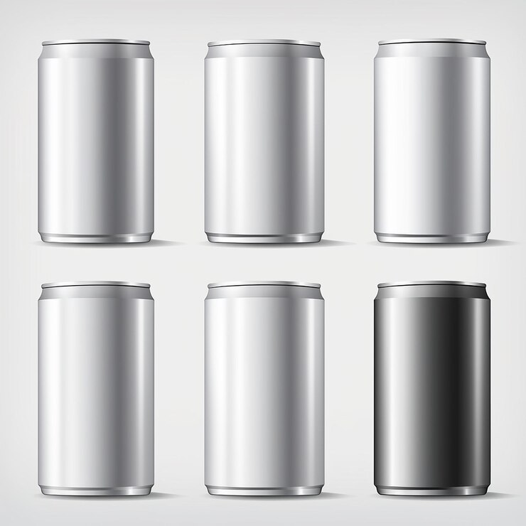Foto embalagens em branco de latas de bebidas de alumínio set vector