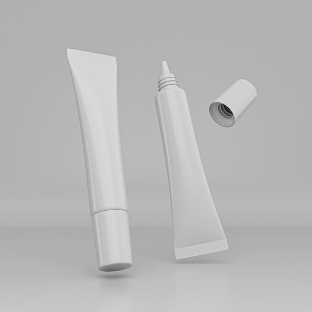 Embalaje en blanco Tubo blanco para maqueta de diseño de producto cosmético aislado sobre fondo blanco 3d