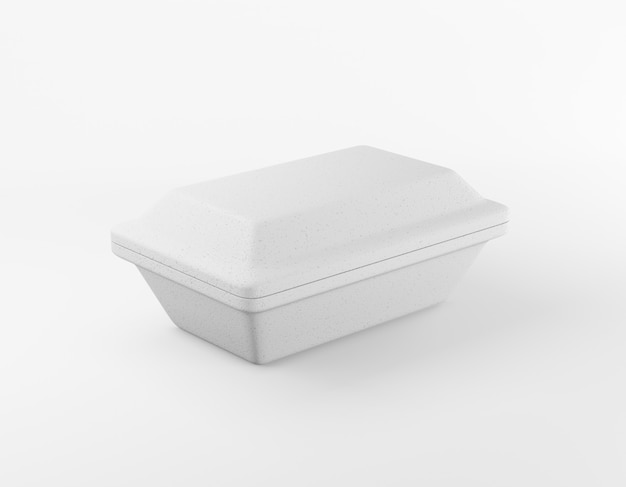 Embalaje ecológico caja rectangular maqueta de espuma bio sobre fondo blanco 3D rendering