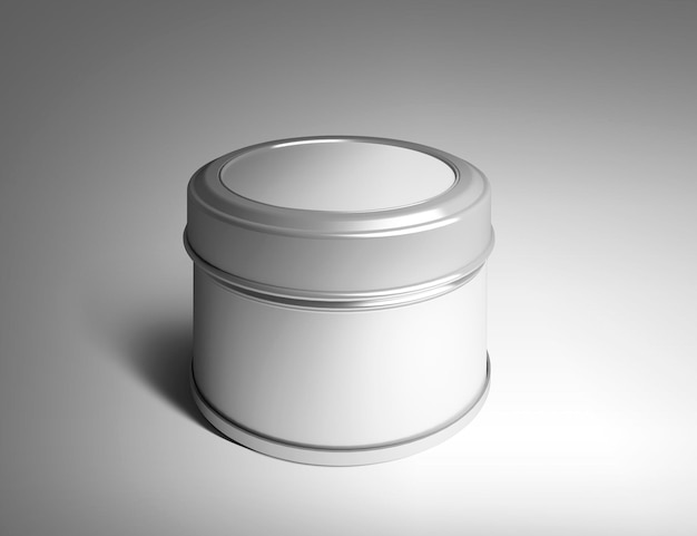 embalaje de loción cosmética de lata de aluminio vacío sobre un fondo blanco representación 3D de lata de metal