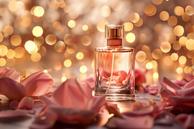 un embalaje de lujo aroma perfume pétalos florales decoraciones generativo ai