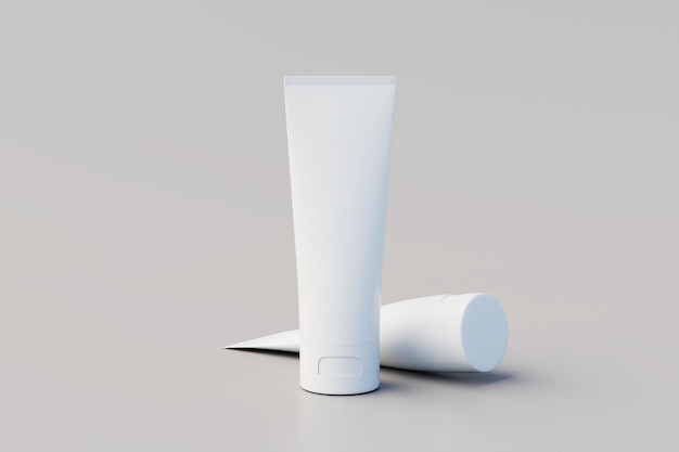Embalaje de tubo de crema cosmética Maqueta de tubos múltiples Ilustración 3D