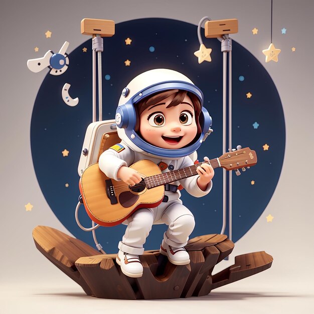 Embarca en las melodías cósmicas las mascotas de la música de los astronautas divertidos