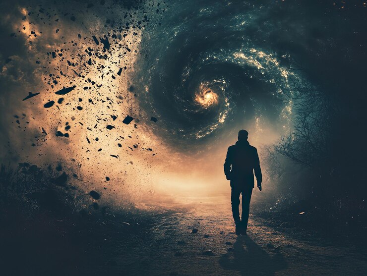 Foto embarca en un viaje a través de la espiral cósmica infinita un encuentro surrealista te espera