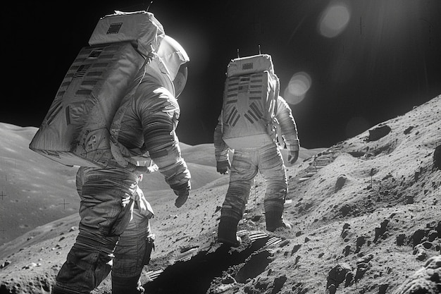 Foto embarque numa viagem celestial enquanto os astronautas se envolvem na ia generativa